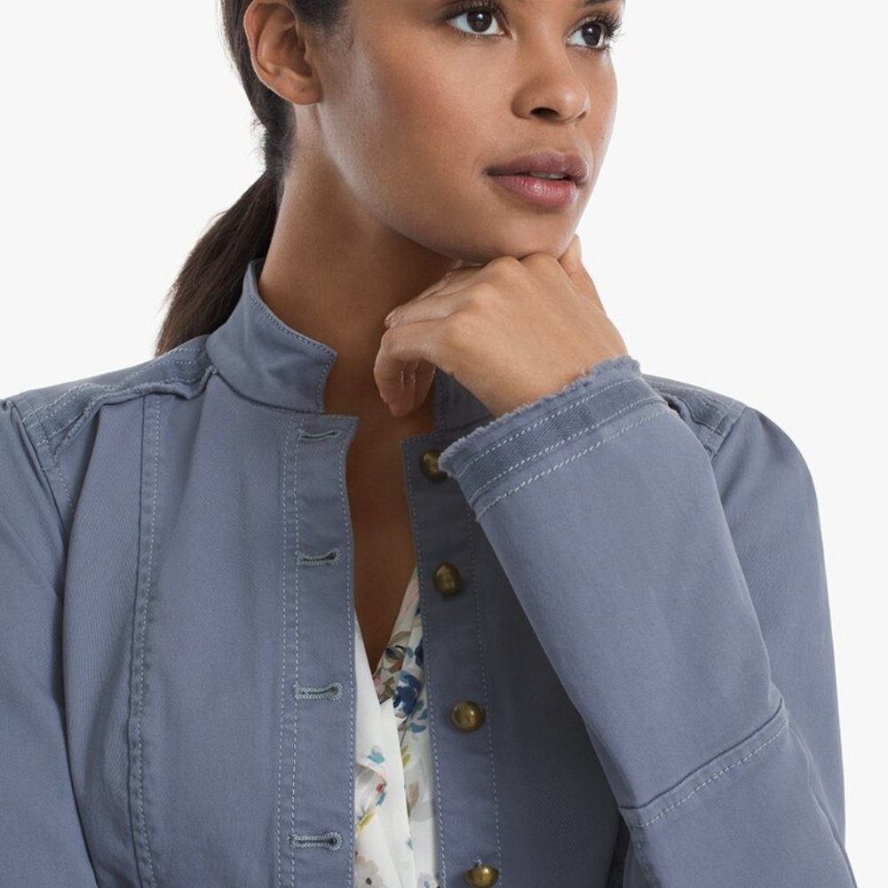 WHBM blue-gray Button-Front Jacket - Picture 3 of 10